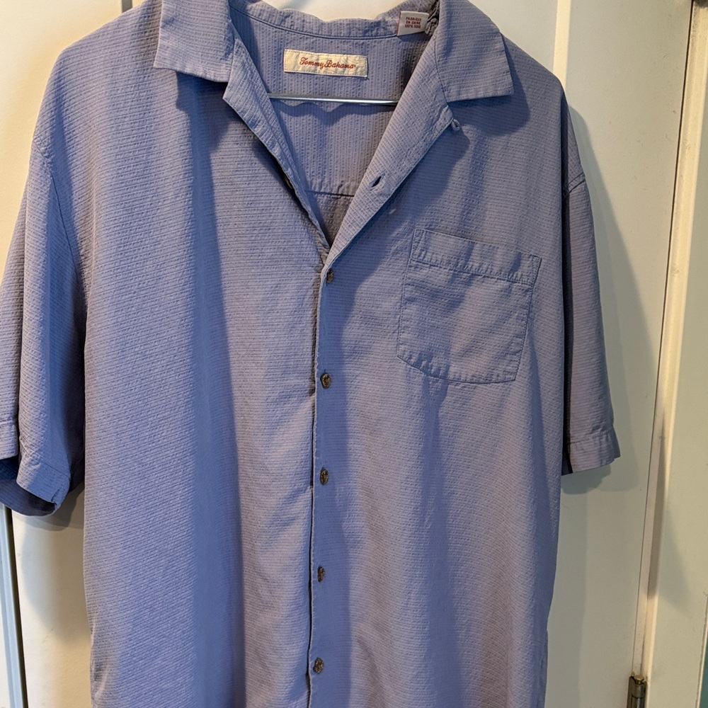 Tommy Bahama Pale Blue Textured Camp Shirt